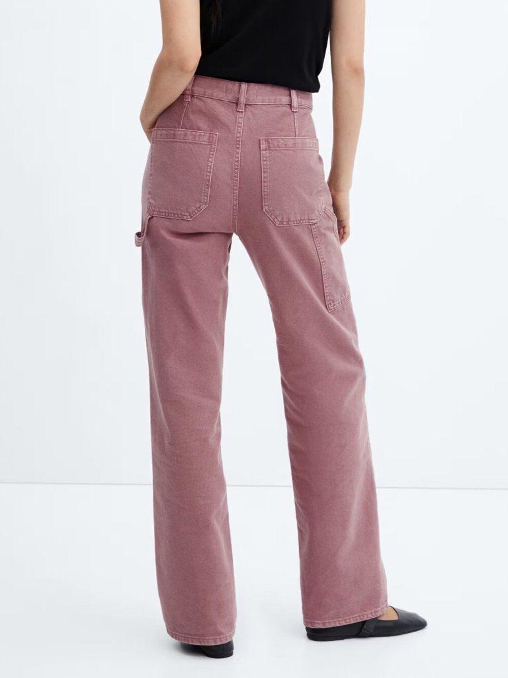 Mango Jaione Carpenter Cargo Wide Leg Jeans 6 Pink Purple 57045970